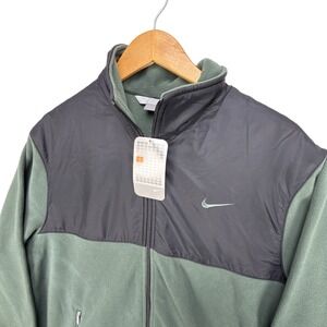 Vintage Nike Fleece Jacket Two Tone Mens Large Green Black NWT Silver‎ Tag